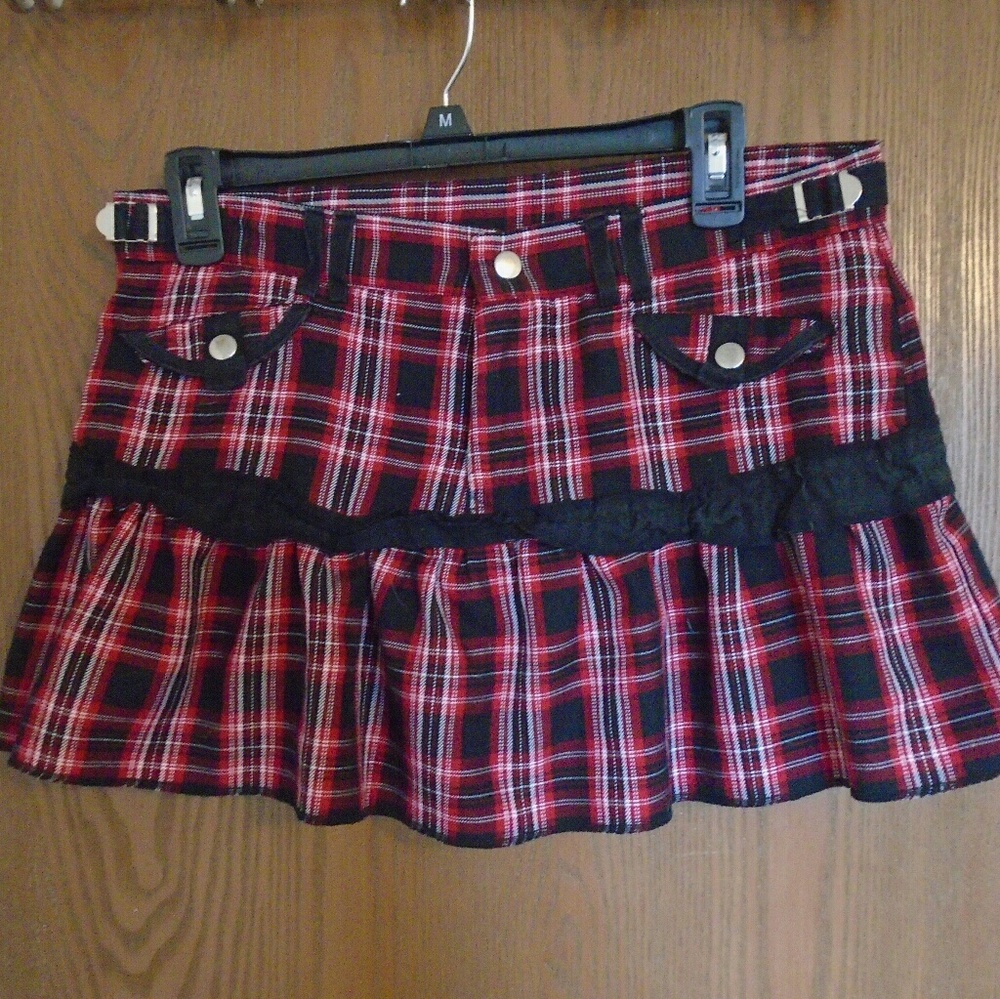 Black and Red Plaid Skirt